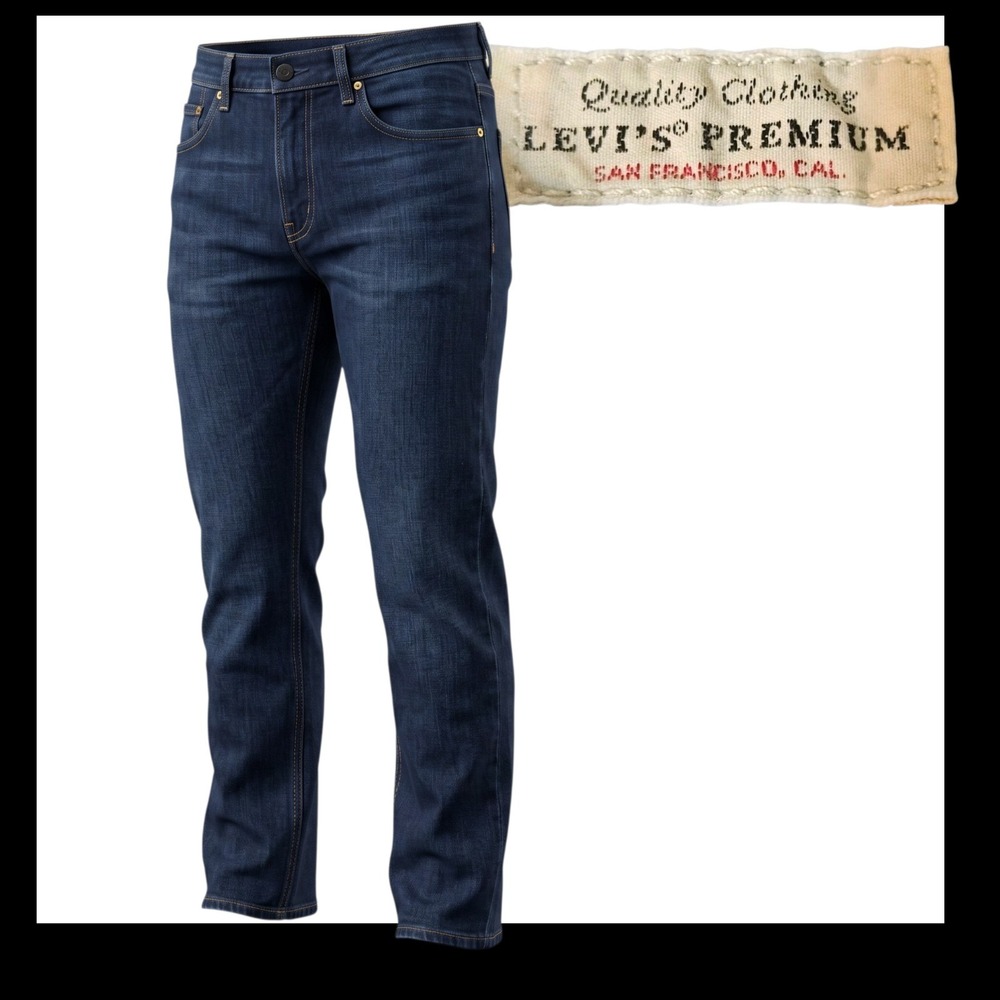 Levi's 502 Jeans Mens 30x29 Dark Wash Premium Big E Tapered Cotton Stretch